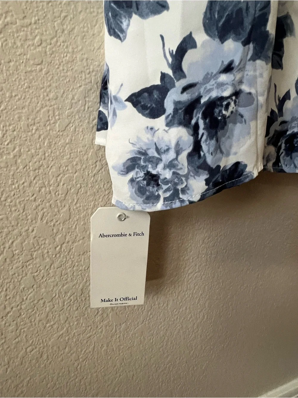 NWT Abercrombie & Fitch White Dress with Blue Floral Print